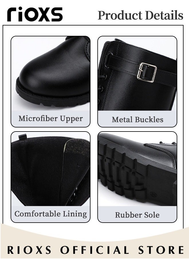 Women's Over The Knee High Boots Ladies Fashion Casual Leather High Elastic High Boots Side Zipper Lace Up Thick Mid-heel Rider Boots Long Tube Knee-Length Boots