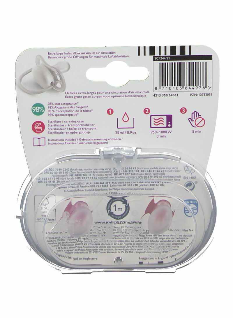 2-Piece Ultra Air Mix Soft Pacifier Set Pink