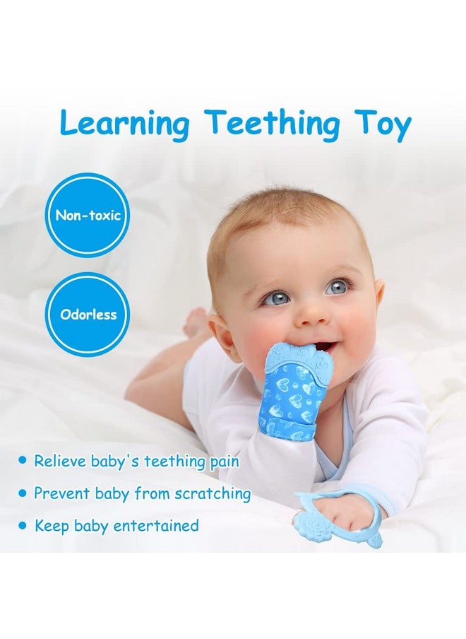 Silicone Teething Mitt, 2Pcs Baby Teething Mitten, Baby Teething Toy With Adjustable Strap, Crinkle Sound And Textured, Baby Teething Mitten Self Soothing Baby Chew Toys For 0-6Month Infants