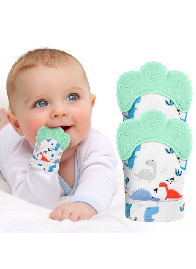 2Pack Silicone Teething Mitt, Soothing Infant Teething Mitten Pain Relief, Prevent Scratches Glove, Safe Silicone Teething Toys For 0-12 Months