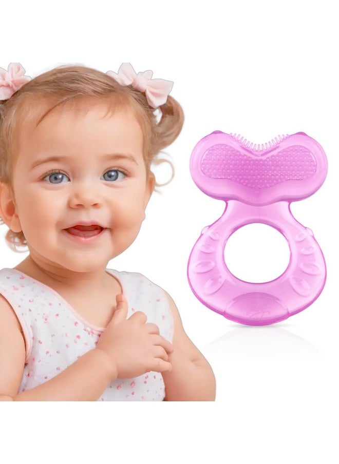 Silicone Teethe-Eez Teether With Bristles, Includes Hygienic Case, Pink