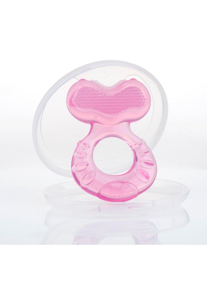 Silicone Teethe-Eez Teether With Bristles, Includes Hygienic Case, Pink