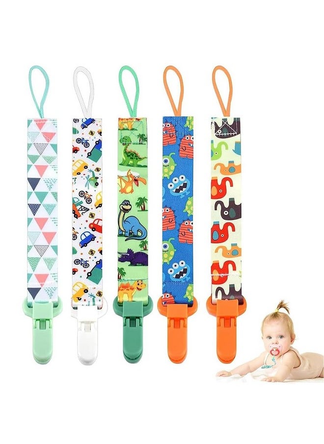 5Pcs Anti Lost Pacifier Chain Strap Pacifier Clip For Toddlers Cartoon Fabric Pacifier Clip Strap For Soother, Teether, Toy, Pacifier Anti Lost Baby Pacifier Attaching Strap,Assorted