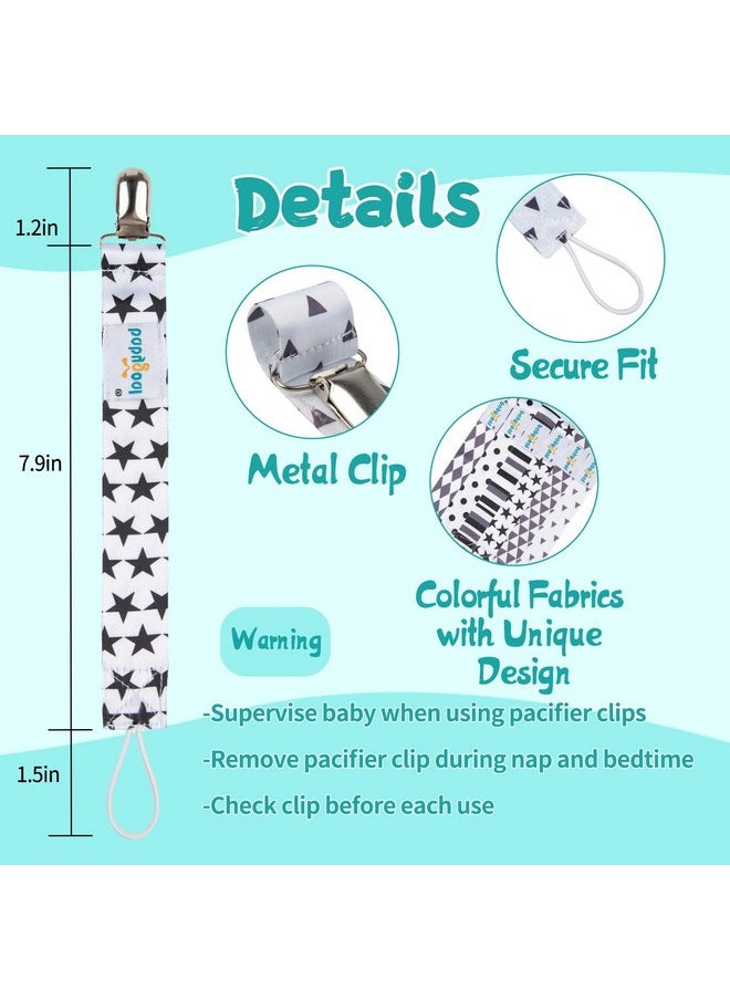 Pacifier Clips For Boys, 6 Pack Pacifier Holder Clips For Baby Boys And Girls Fits For Most Pacifier Styles And Baby Gift 6Pbm05-Hz