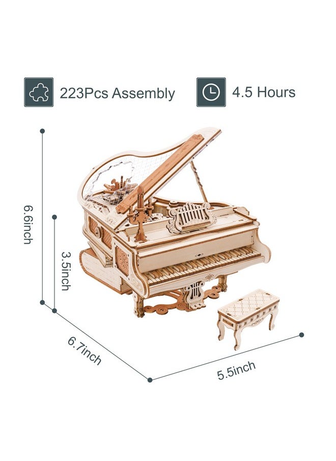 3D Puzzles For Adults Wooden Magic Piano Model Kits Mechanical Wooden Puzzles Gifts For Adults Puzzle Music Box For Adults Teens&Friends