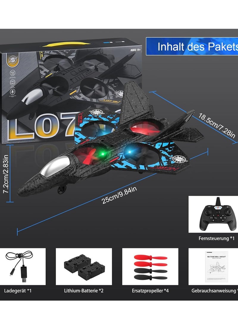 RC Aeroplane 2.4GHz | Remote Controlled Plane with Coloured Lights | Fighter Quadcopter Toy for Beginners, Kids, and Adults | USB Charging RTF Aircraft