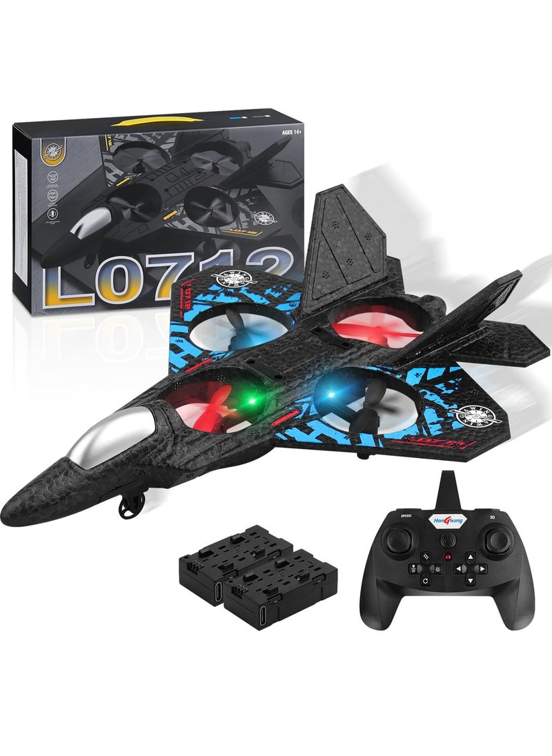 RC Aeroplane 2.4GHz | Remote Controlled Plane with Coloured Lights | Fighter Quadcopter Toy for Beginners, Kids, and Adults | USB Charging RTF Aircraft