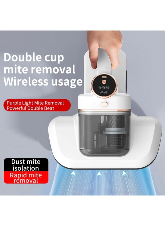 Dual Cup Dust Mite Vacuum,Cordlerss Bed Vacuum Cleaner,Bed Mattress Vacuum Cleaner with UV Light,10000pa Suction and 7500 Rpm/Min for Mite Removal