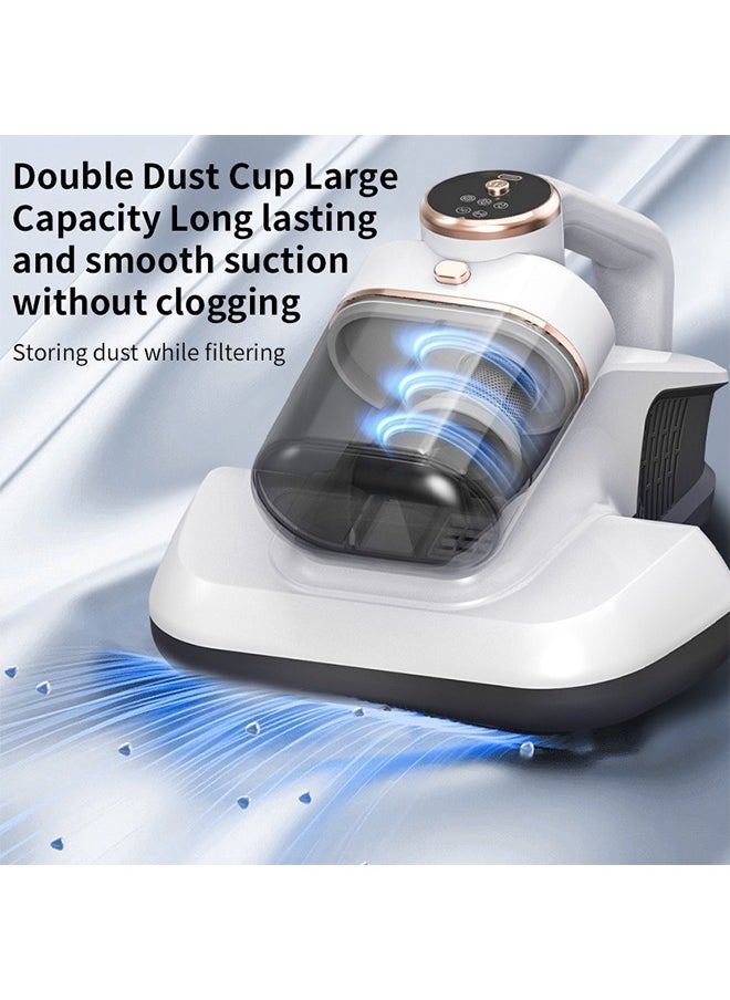 Dual Cup Dust Mite Vacuum,Cordlerss Bed Vacuum Cleaner,Bed Mattress Vacuum Cleaner with UV Light,10000pa Suction and 7500 Rpm/Min for Mite Removal