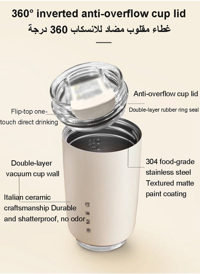 Travel coffee cup with lid stainless steel vacuum insulated cup leakproof reusable double-layer insulated cup suitable for iced and hot drinks