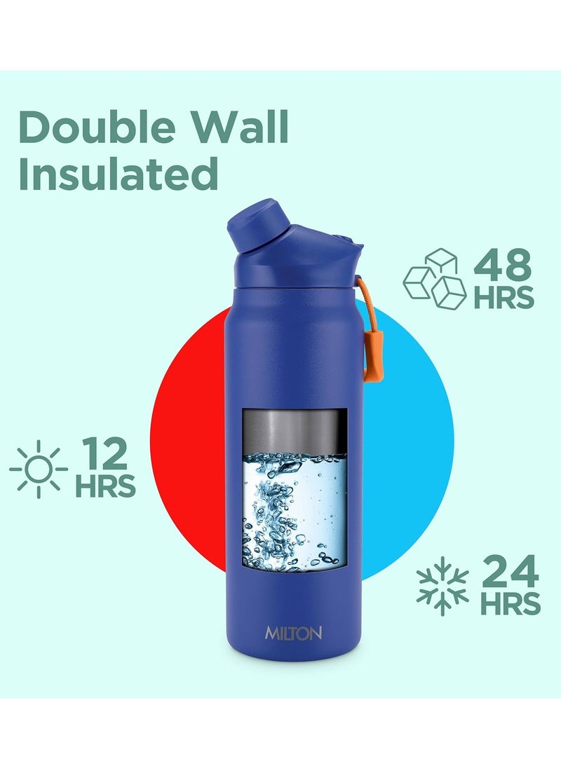 Milton 32 oz Stainless Steel Thermos Water Bottle with Magnetic Straw Lid, Double Walled Vacuum Insulated Flask, Keeps Drinks Hot for 12 Hours, Cold for 24 Hours, Leakproof Design for Travel, Turk