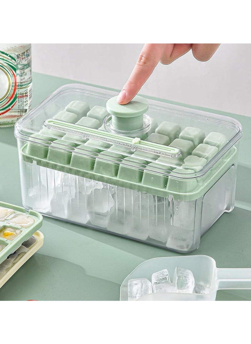 56-Grid Double Layer Ice Cube Tray with Lid, Quick Release Press for Easy Dispensing, Includes Ice Scoop and Trash Can – Perfect for Freezer, Cocktails, Tea, Coffee