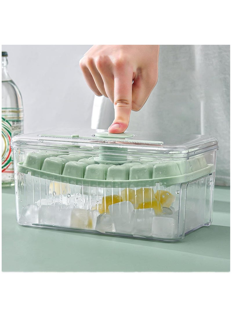 56-Grid Double Layer Ice Cube Tray with Lid, Quick Release Press for Easy Dispensing, Includes Ice Scoop and Trash Can – Perfect for Freezer, Cocktails, Tea, Coffee