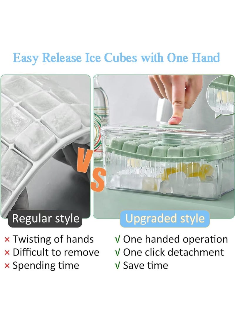 56-Grid Double Layer Ice Cube Tray with Lid, Quick Release Press for Easy Dispensing, Includes Ice Scoop and Trash Can – Perfect for Freezer, Cocktails, Tea, Coffee