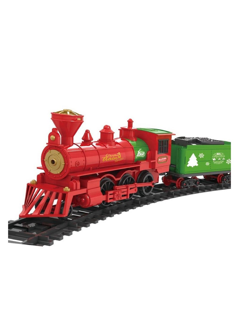 Christmas Train Toy Set with Lights & Music, 24 Pieces, Large Oval Track, Holiday Decoration for Kids, ST0027866M-B