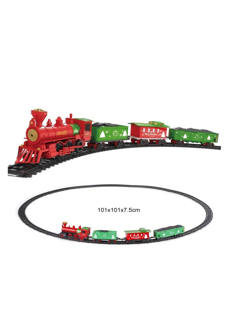 Christmas Train Toy Set with Lights & Music, 24 Pieces, Large Oval Track, Holiday Decoration for Kids, ST0027866M-B