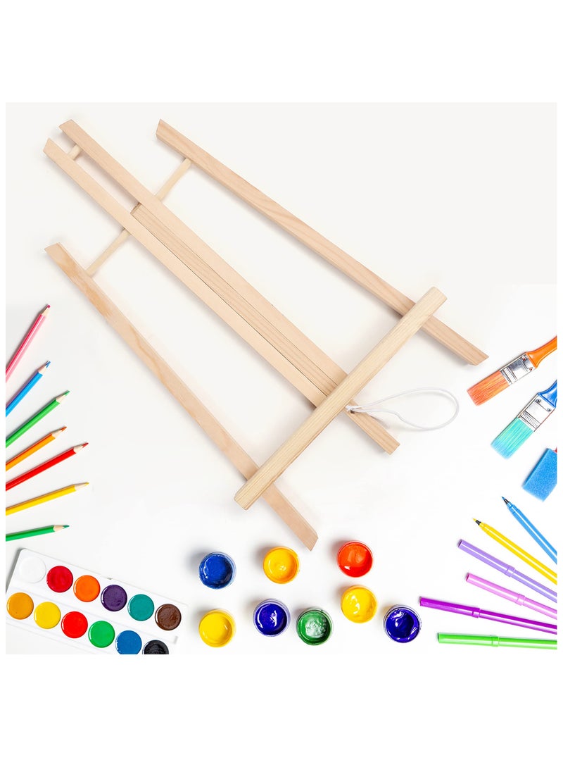 4 Pcs Wooden Tabletop Art Display Easel 40cm Natural Pine Wood Small Triangle Tabletop Display Stand Artist Painting Holder for Displaying Canvas Paintings Kids Arts Crafts and Frames