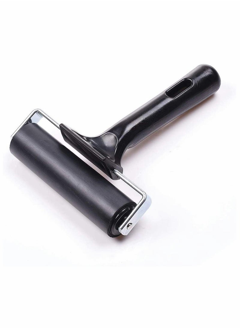 Rubber Brayer Roller, Printing Ink Rubber Brayer Roller Paint Brush Black Ink Applicator Art Craft Oil Painting Tool for Printmaking Anti Skid Tape Construction