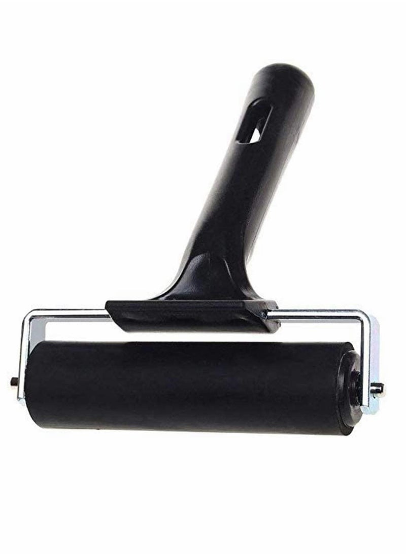 Heavy Duty Rubber Brayer Roller for Printmaking Crafting and Stamping 4 Inch Ink Roller Tool with Steel Frame