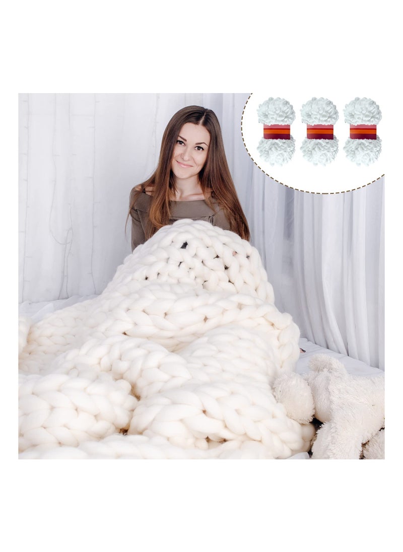 5 Rolls Loop Yarn, White Puffy Yarn Chunky Finger Loop Yarn Craft Finger Knitting Loop Yarn Soft Finger Loops Yarn Chunky Baby Blanket Loop Yarn for DIY Hand Woven Knitting Crafts Supplies
