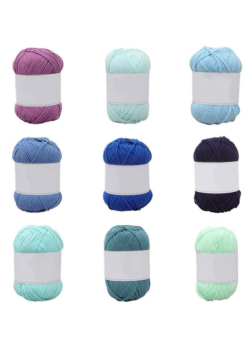 Hand Knitting Pure Cotton Yarn Set for Knitting and Crochet. Pack of 9 Skeins, Great for Baby Blankets and Clothes, Super Soft Breathable, Baby Clothes, Baby Blankets, Dolls, Looms Crafts