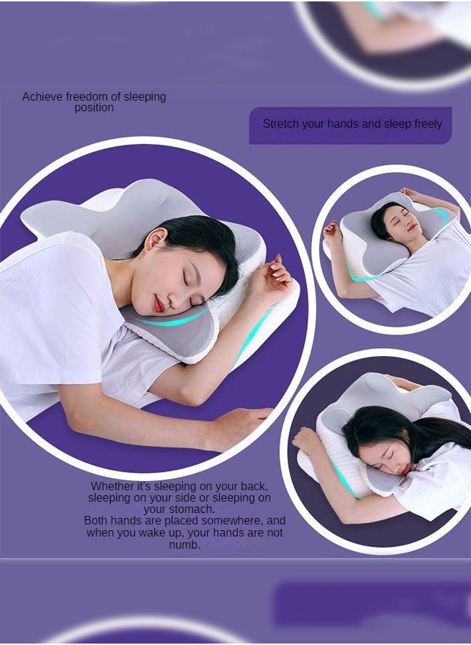 Memory Foam Butterfly-Shaped Cervical Pillow For Shoulder And Neck Pain Relief   Ergonomic Orthopedic Support For Side  Back  And Stomach Sleeping  Washable Cover Included