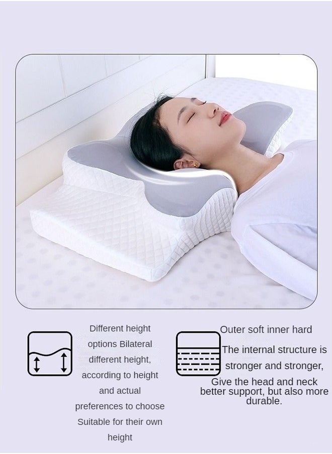 Memory Foam Butterfly-Shaped Cervical Pillow For Shoulder And Neck Pain Relief   Ergonomic Orthopedic Support For Side  Back  And Stomach Sleeping  Washable Cover Included