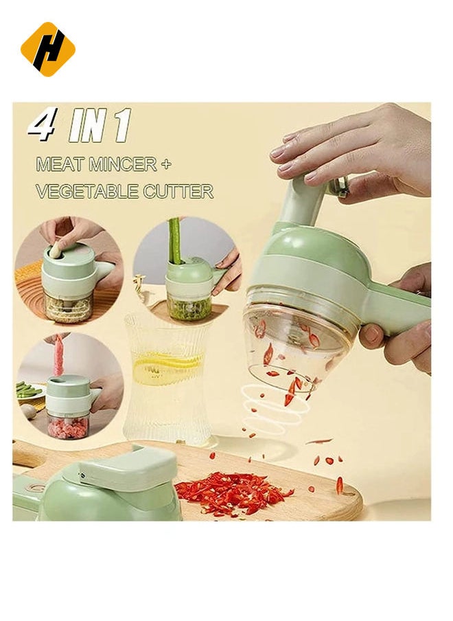 4 in 1 Handheld Electric Vegetable Cutter Set, Portable Mini Wireless Food Processor with Brush, Gatling Vegetable Cutter Electric Garlic Chopper for Garlic Pepper Chili Onion Celery Ginger Meat