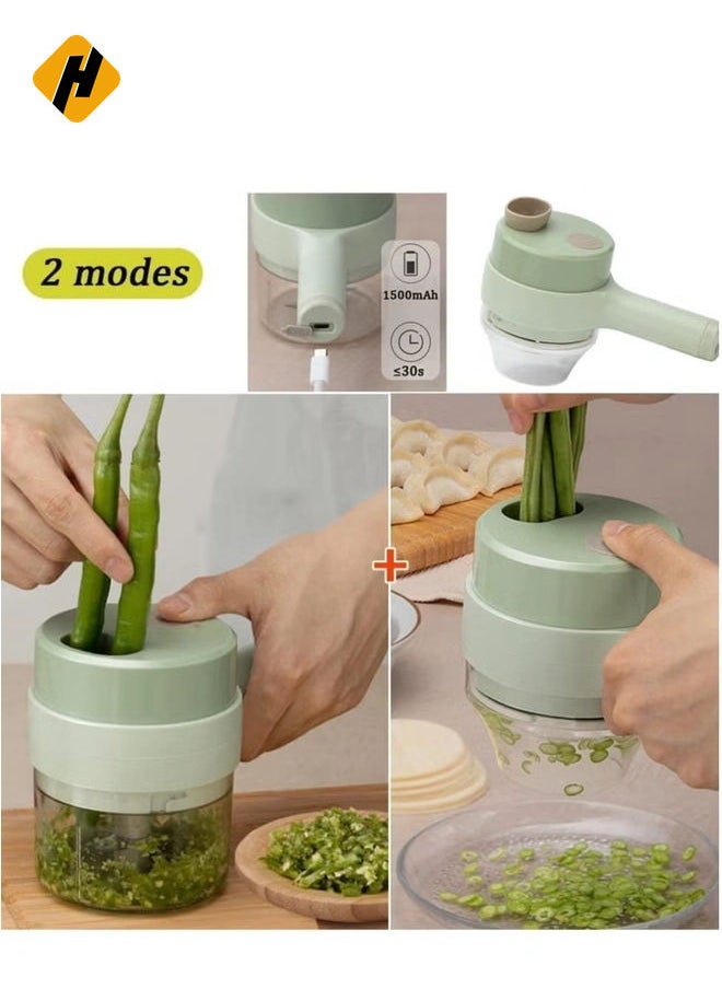 Mini Electric Garlic Chopper, 4 In 1 Handheld Electric Vegetable Cutter Set, with Brush, for Garlic Pepper Chili Onion Celery Ginger Meat