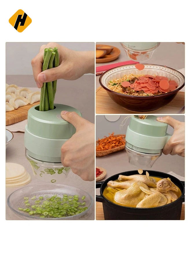 4 in 1 Portable Electric Vegetable Cutter Set,Gatling Vegetable Chopper Mini Wireless Food Processor,Garlic Chili Onion Celery Ginger Meat Garlic Chopper with Brush