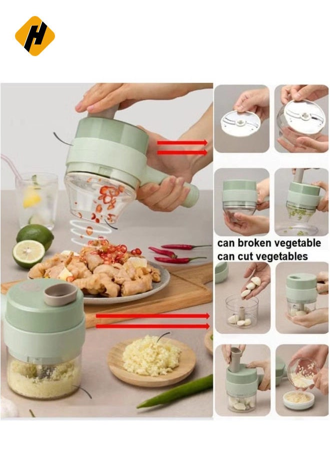 4 in 1 Handheld Electric Vegetable Cutter Set, Vegetable Chopper, Garlic Slicer, Onion Chopper, Electric Food Chopper, Mini Food Slicer and Chopper.