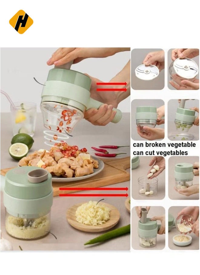 4 in 1 Handheld Electric Vegetable Cutter Set, Vegetable Chopper, Garlic Slicer, Onion Chopper, Electric Food Chopper, Mini Food Slicer and Chopper.