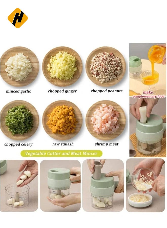 4 in 1 Handheld Electric Vegetable Cutter Set, Vegetable Chopper, Garlic Slicer, Onion Chopper, Electric Food Chopper, Mini Food Slicer and Chopper.