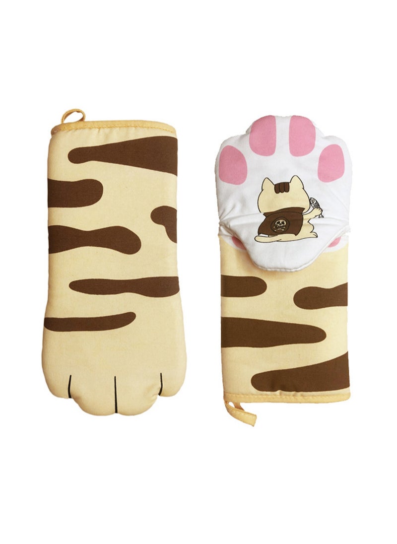 Mini Cute Cotton Oven Gloves, Kitchen Insulation Gloves, Microwave Oven Anti-Scalding Gloves (Cat Claw Gloves One Pair)