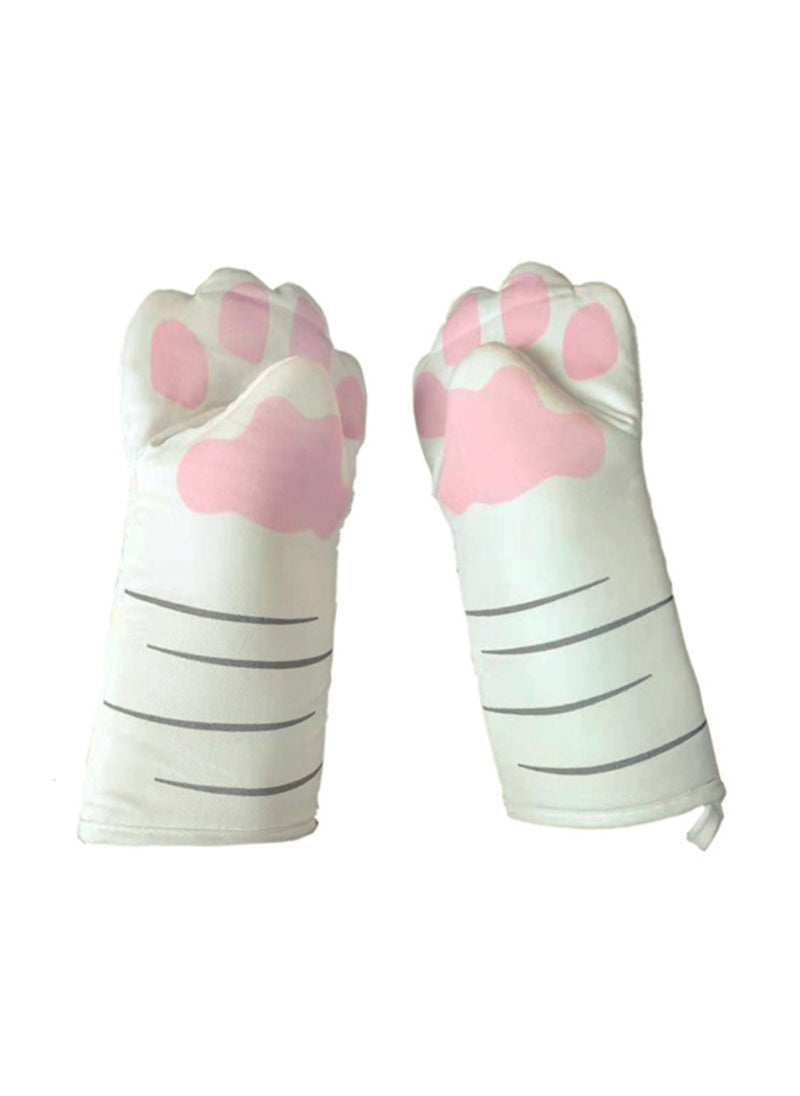 Mini Cute Cotton Oven Gloves, Kitchen Insulation Gloves, Microwave Oven Anti-Scalding Gloves (Cat Claw Gloves One Pair)