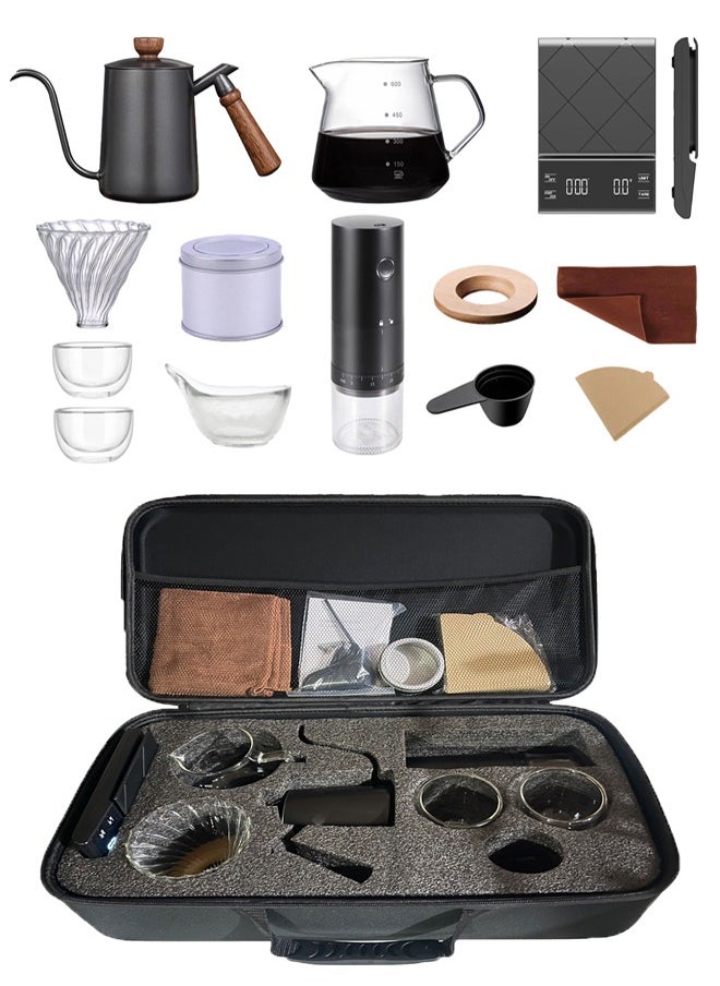 12-Piece Drip Coffee Maker Set,Hand Brewing Coffee Accessories Kit,ALL In 1 Portable Travel Bag 57*16*27cm