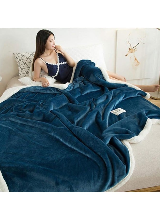 COMFY BLUE THICK SHEEP LUXURIOUS SOFT KING SIZE BLANKET 200 X 230 CM