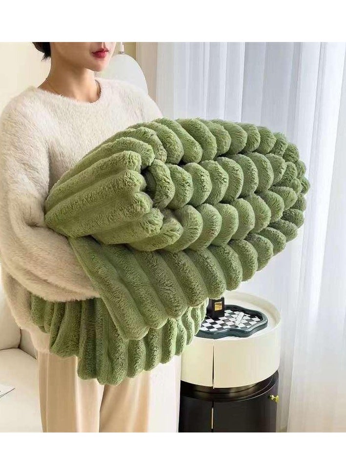 COMFY WARM THICK WINTER EMBOSSED SOFT LUXURIOUS BLANKET KING SIZE GREEN