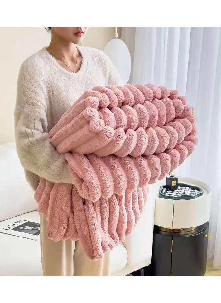 COMFY WARM THICK WINTER EMBOSSED SOFT LUXURIOUS BLANKET KING SIZE PINK