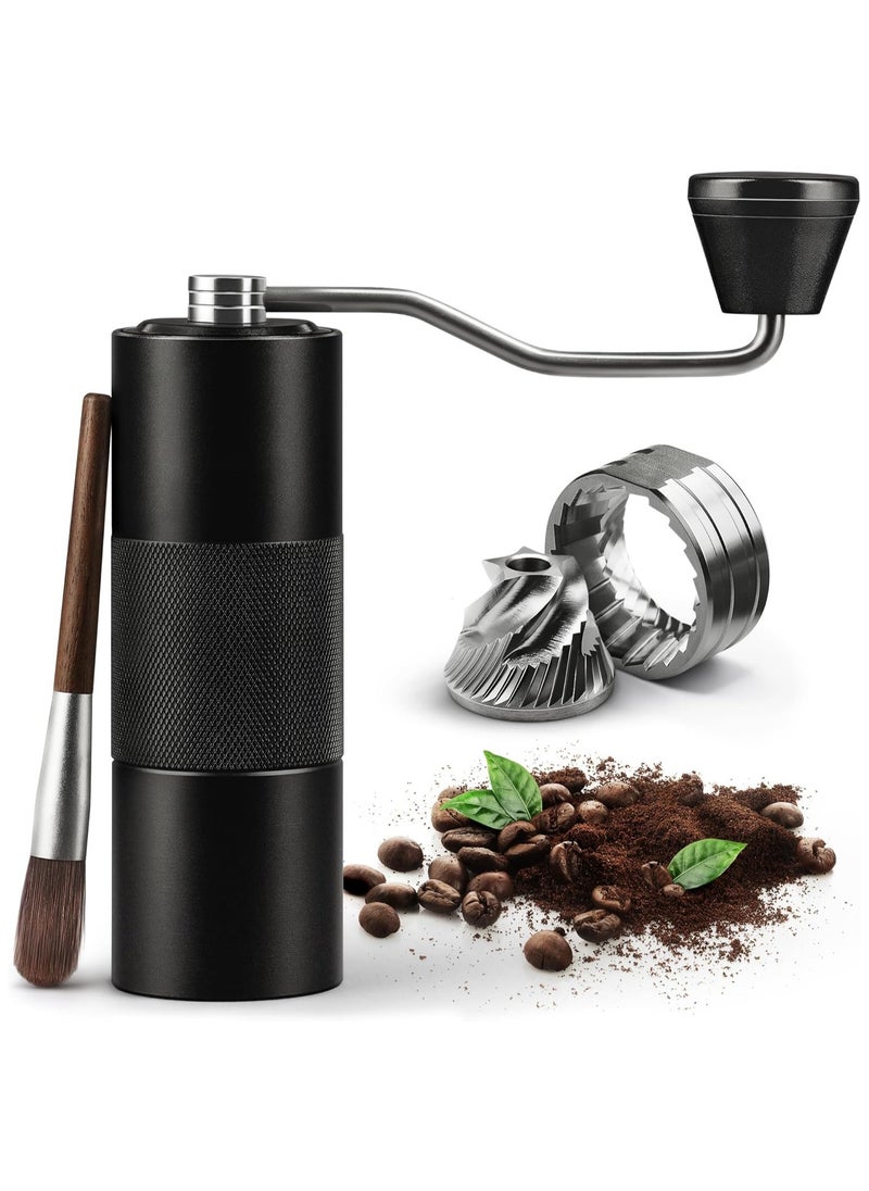 Manual Coffee Grinder, Hand Crank Coffee Grinder - Stainless Steel Conical Burr Coffee Grinder Manual with Adjustable Setting Double Bearing Hand Espresso Grinder Perfect for Home, Office, and Camping