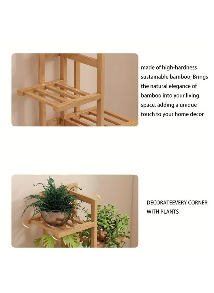 Versatile Bamboo Plant Stand with Wheels - Multi-Tier Indoor/Outdoor Flower Rack, Perfect for Garden & Balcony Decor, Ideal Gift for Home