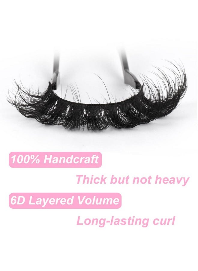 Mink Lashes Fluffy 6D False Eyelashes 17Mm Wispy Cat Eye Lashes That Look Like Extensions Strip Lashes Pack