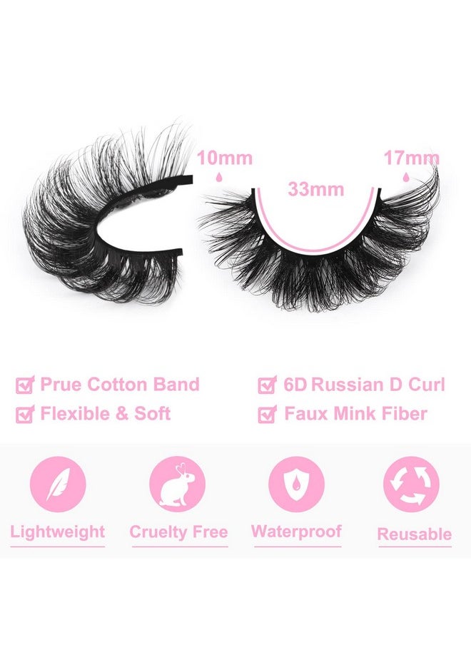 Mink Lashes Fluffy 6D False Eyelashes 17Mm Wispy Cat Eye Lashes That Look Like Extensions Strip Lashes Pack