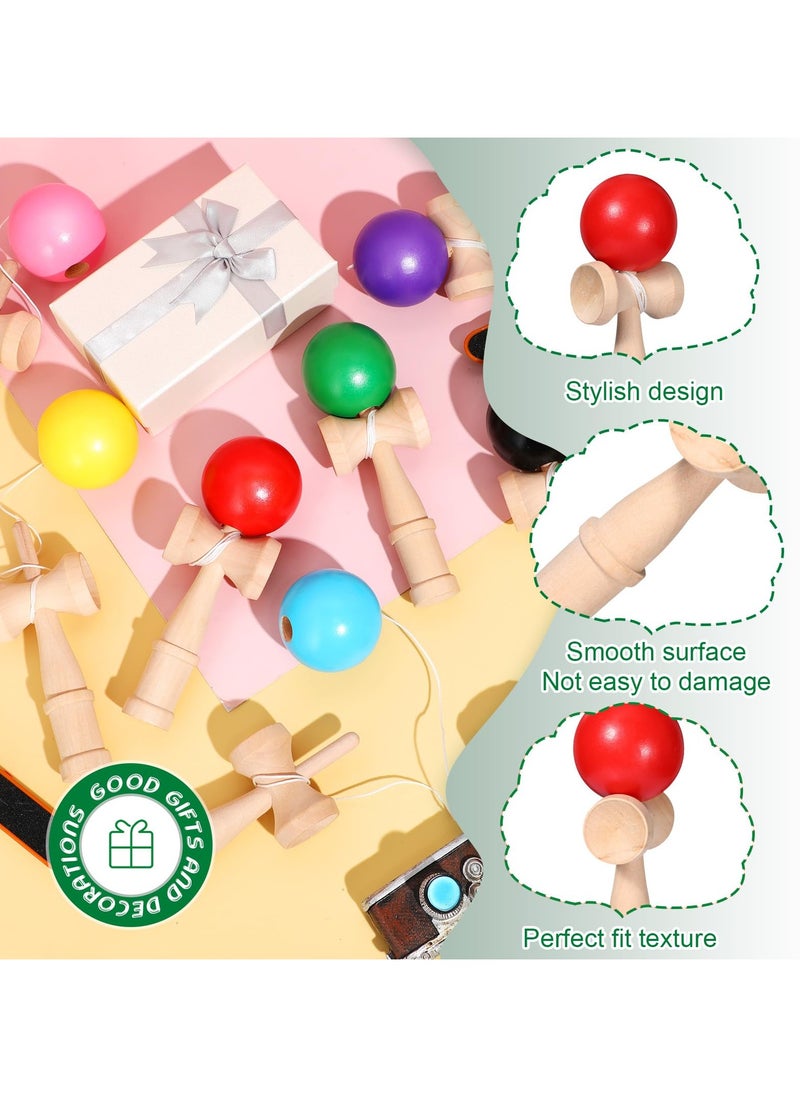 7 Packs Wood Kendama Toy, Coordinate Ball Games Wooden Catch Ball in Cup Game, Vintage Toss and Catch Game Hand Eye Coordination Educational Game for Beginner Birthday Gift Party Favors, 7 Colors