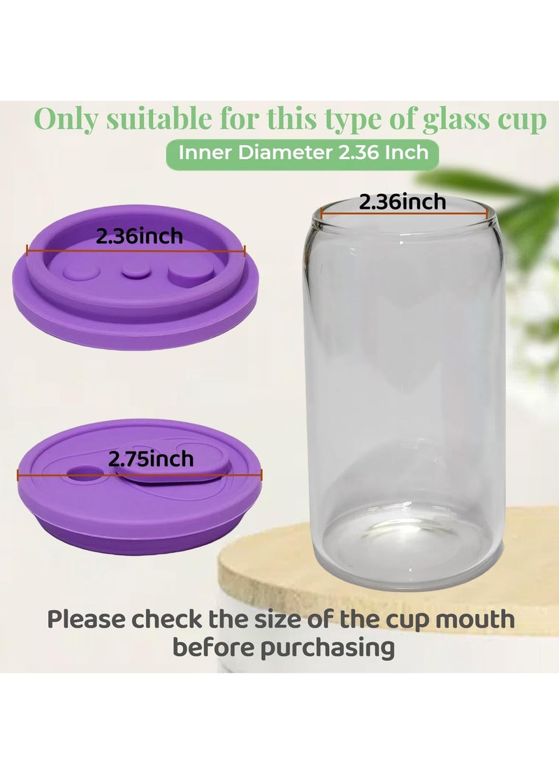 Silicone Lids Fit for 16oz Glass Cups with Lids, 4 Pack Replacement Lids for Drinking Glasses with Wooden Lids, Replacement Canning Lids for 20OZ 24OZ Glass Cups (2.75inch/70mm)