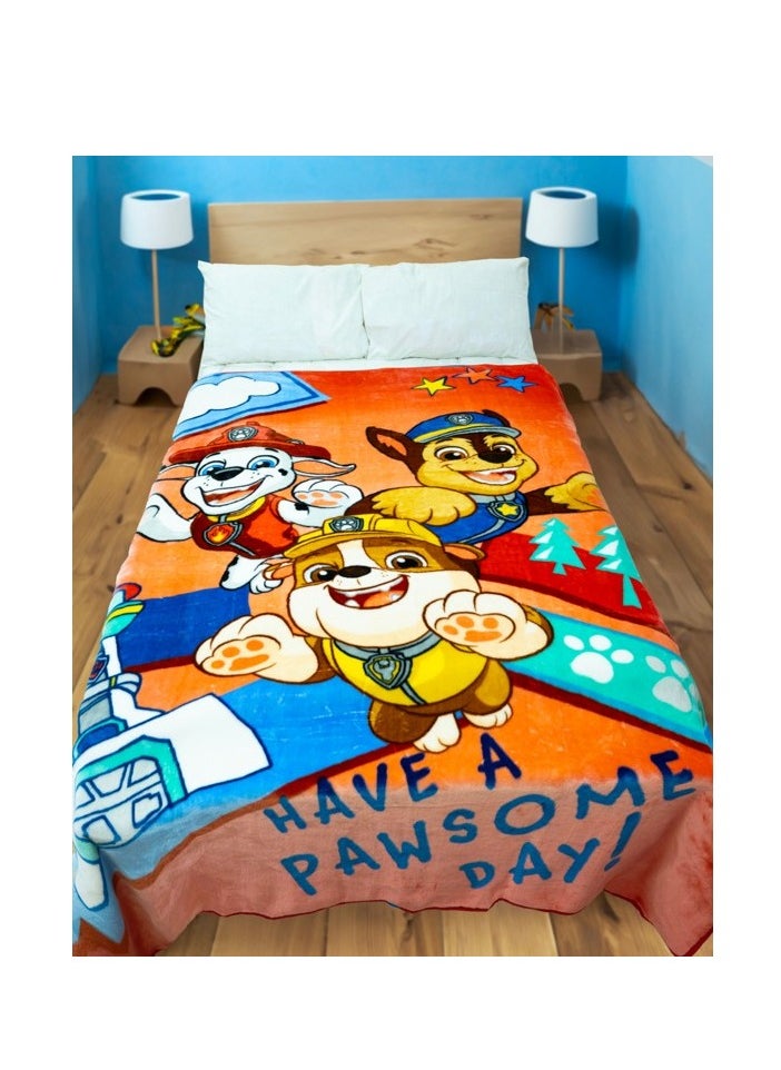 Paw Patrol Raschel Blanket - 160 x 220 cm, 100% Polyester, 2200 grams