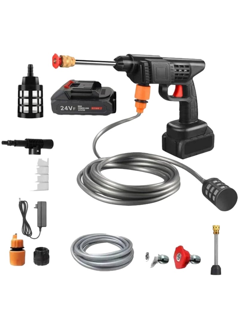 24V High-30 Bar Pressure, Water Sprayer, 25000mAh, Portable Car Washing Electric gun with Battery, 5M Range, Floor Cleaning & Garden Watering Included Battery