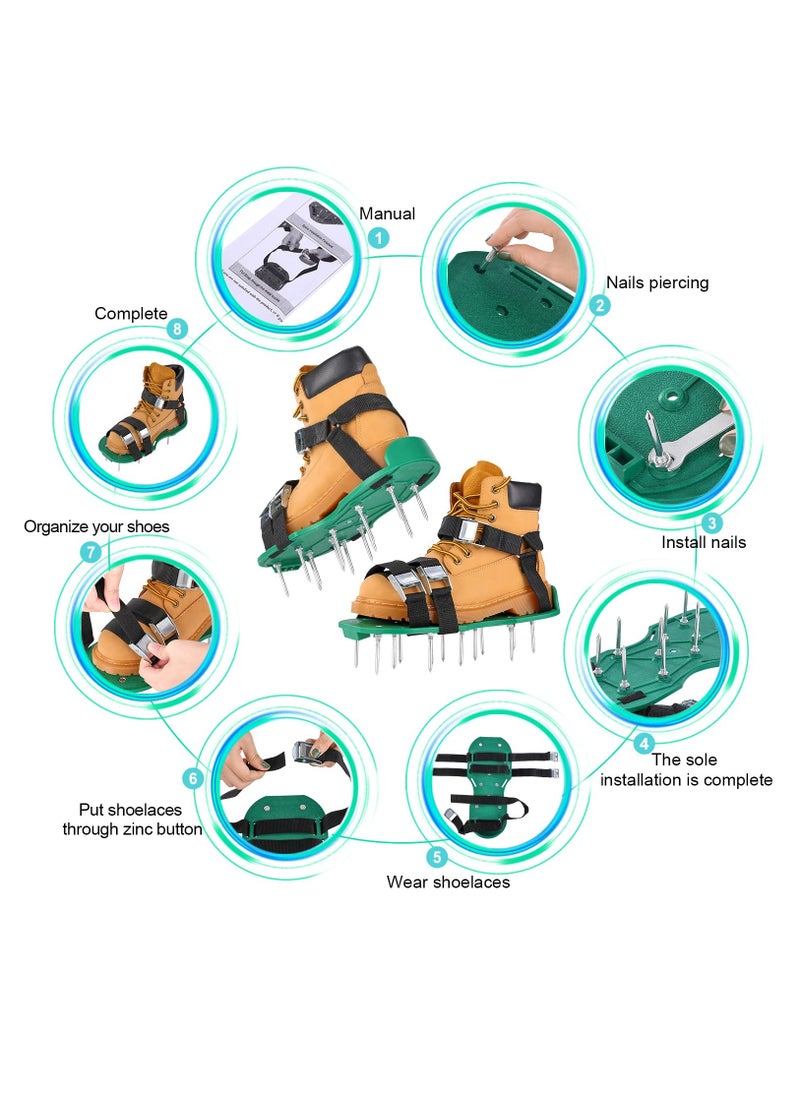 Lawn Aerator Shoes with 26 Spikes, Revitalize Your Lawn Health with Aerating Shoe Spikes, Effective Lawn Aeration Tool for Improved Soil Aeration and Grass Growth.