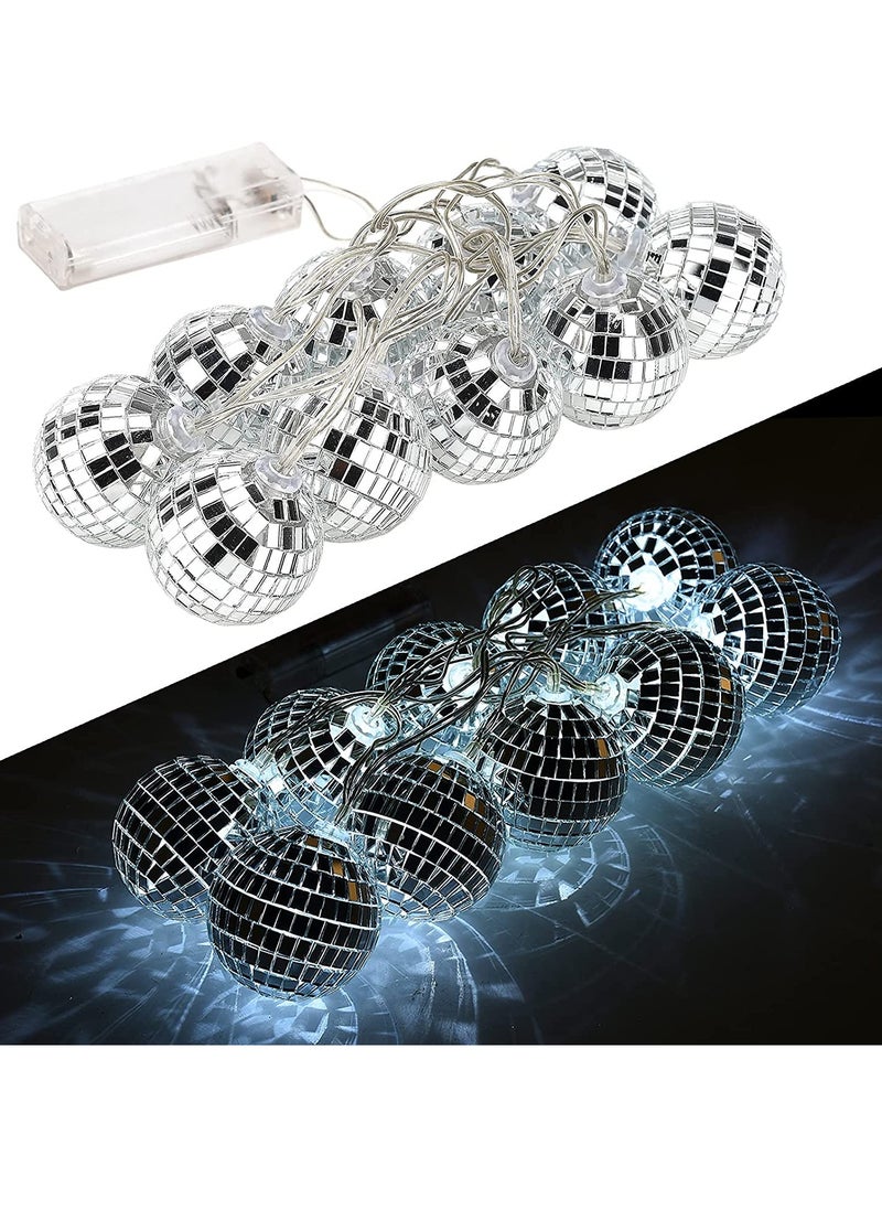 20 Pcs LED Disco Ball String Lights with Remote Control  Perfect for Indoor And  Outdoor Parties Patios Gardens and Kids' Rooms Color White