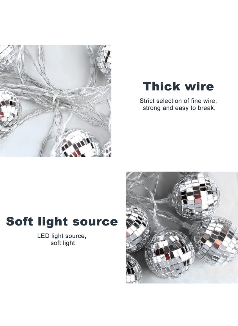 20 Pcs LED Disco Ball String Lights with Remote Control  Perfect for Indoor And  Outdoor Parties Patios Gardens and Kids' Rooms Color White